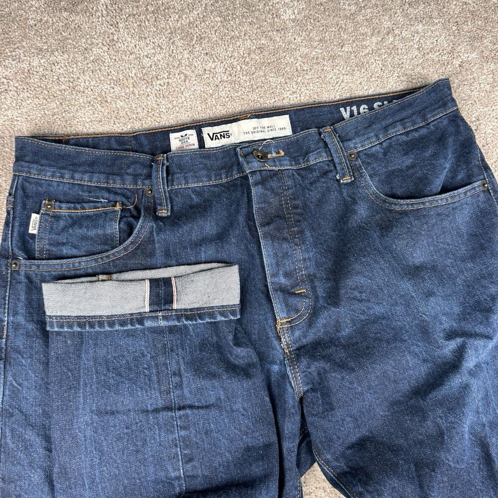 Vans V16 Slim Selvedge Jeans White Oak Cone Denim Indigo Rare Dark Mens 38x32